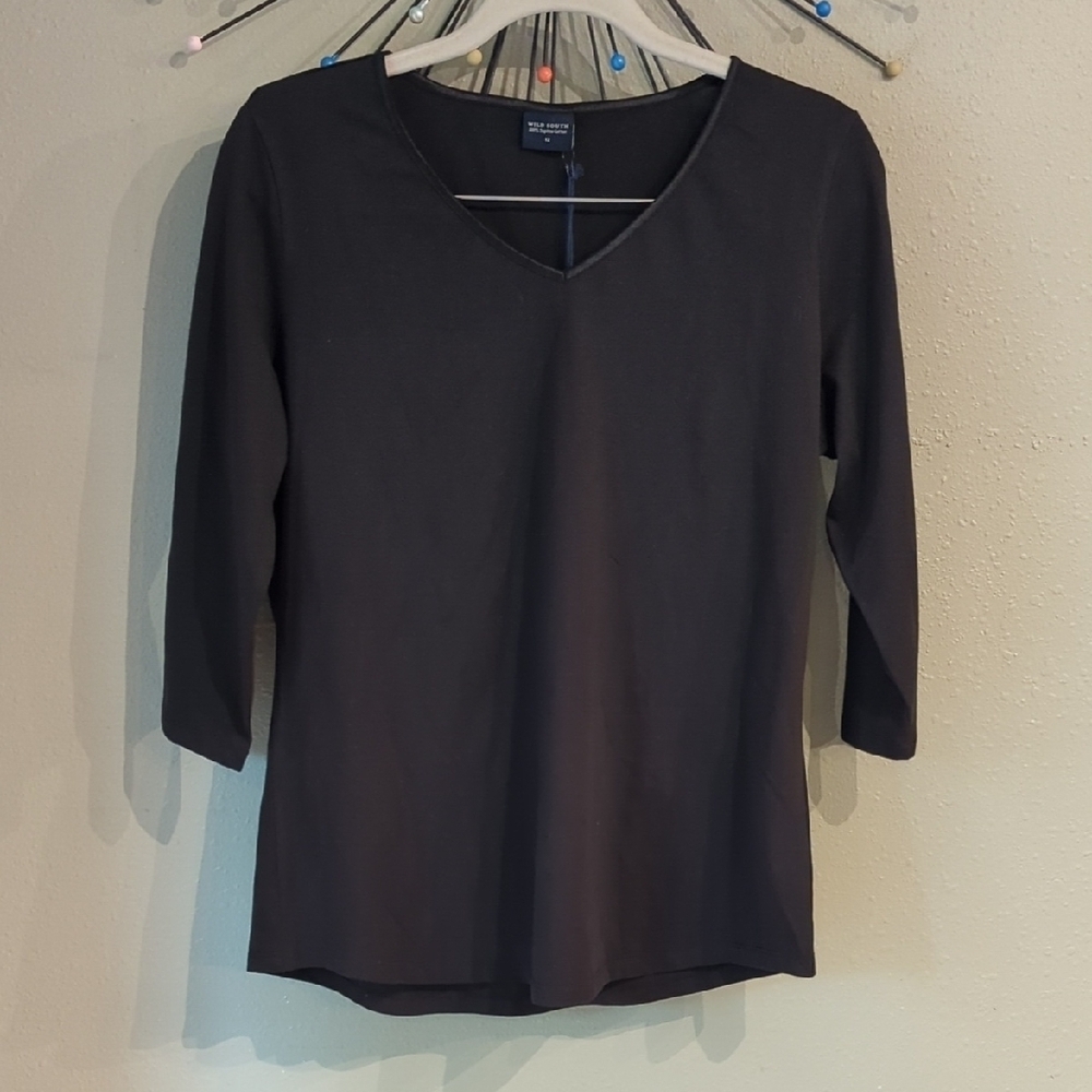 Black Wild South Qtr Sleeve Supima Cotton Size 12 Black Designed In New Zealand